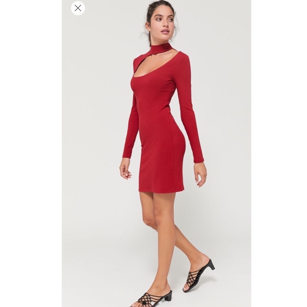 UO Red Knit Sweater Long Sleeve Dress /z